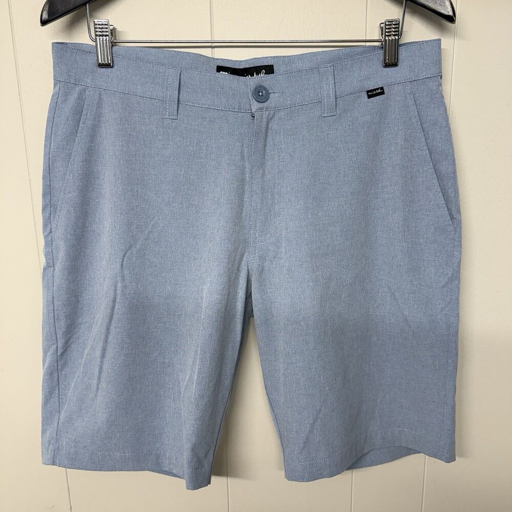 Travis Mathew Beck Golf Shorts 1MM208 Flat Front Stretch Blue Men 33 EUC